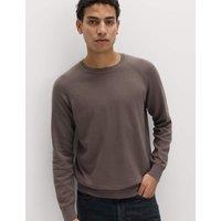 M&S Pure Cotton Crew Neck Jumper Medium Brown