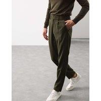 Autograph Wool Blend Performance Trousers Dark Olive