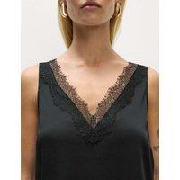 M&S Satin Lace Insert Cami Top Black