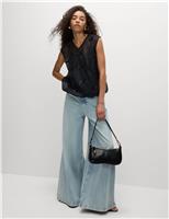 Organza Bow Bubble Hem Top