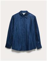 Lyocell Rich Crinkle Collared Shirt