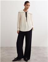 Silk Tie Neck Shoulder Detail Top