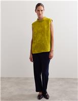 Avocado Jacquard Capped Sleeve Top Co-ord