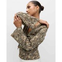 Satin Animal Print Tie Front Top