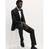 M&S Tailored Fit Single Pleat Trousers Black