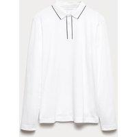Cotton Blend Long Sleeve Polo Shirt