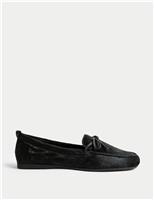 Leather Bow Flat Boat Shoes