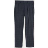 M&S Tailored Fit Check Suit Trousers Dark Navy
