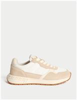 Suede Panel Lace-Up Trainers