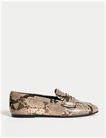 Snake Print Flat Loafers