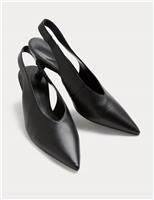 Leather Kitten Heel Slingback Court Shoes