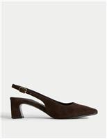 Suede Square Toe Slingback Shoes