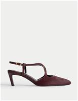 Leather Cross Strap Almond Toe Slingback Shoes