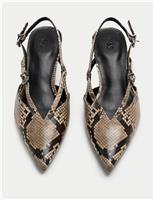 Snake Print Kitten Heel Slingback Shoes