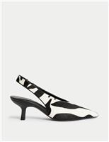 Leather Animal Print Kitten Heel Slingback Shoes