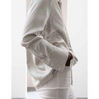 Autograph Modal Blend Satin Striped Shirt Ivory Mix