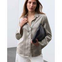 Autograph Modal Blend Satin Striped Shirt Ivory Mix