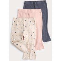 3pk Cotton Rich Ditsy & Plain Flared Leggings (0-3 Yrs)