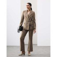 Wool Blend Seam Detail Flared Trousers