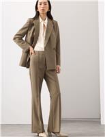 Wool Blend Seam Detail Flared Trousers