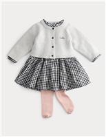 Cotton Rich Gingham Dress with Cardigan (0-6 Yrs)