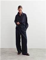 Wool Rich Pleated Wide Leg Trousers