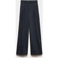 Wool Rich Pleated Wide Leg Trousers