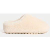M&S Leather Shearling Mule Slippers Cream