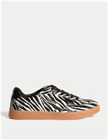 Hair On Leather Lace Up Zebra Print Trainers