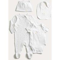 M&S 4pc Cotton Rich Born in 2026 Slogan Starter Set (0-6 Mths) White