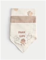 3pk Cotton Rich Acorn Print Bibs