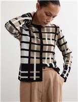 Pure Merino Wool Jacquard Checked Cardigan