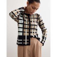 Pure Merino Wool Jacquard Checked Cardigan