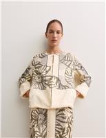 Satin Jacquard Printed Cropped Jacket