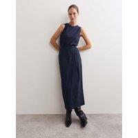 Pleated Midaxi Tailored Skirt with Wool