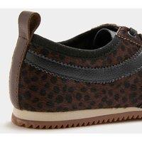 M&S Leather Animal Print Side Detail Trainers Brown Mix