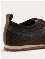 M&S Leather Animal Print Side Detail Trainers Brown Mix