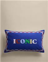 Iconic Slogan Needlepoint Bolster Cushion