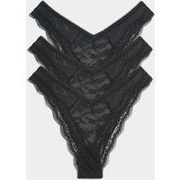 M&S 3pk Jasmine Lace Miami Knickers Black
