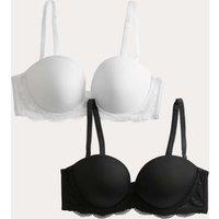 M&S 2 Pack Wired Multiway Push-Up Bras A-E Black Mix