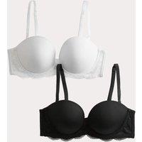 M&S 2 Pack Wired Multiway Push-Up Bras (A-E) Black Mix