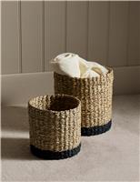 Set of 2 Raffia & Seagrass Contrast Baskets