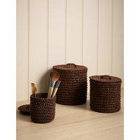 Set of 3 Raffia Small Lidded Pots