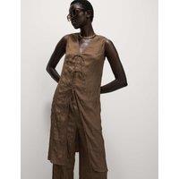 Textured Tie Front Longline Top