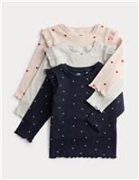 3pk Cotton Rich Heart Frill Tops (0 Mths-3 Yrs)