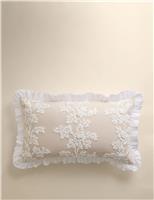 Pure Cotton Floral Embroidered Bolster Cushion