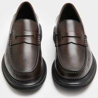 M&S Leather Slip-On Loafers Dark Brown