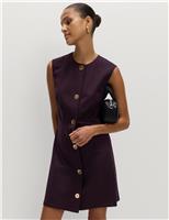 Button Detail Mini Shift Dress