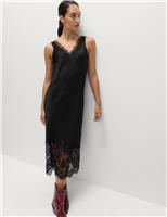 Satin Lace V-Neck Midaxi Slip Dress