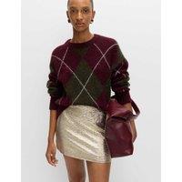 Metallic Textured Mini Column Skirt